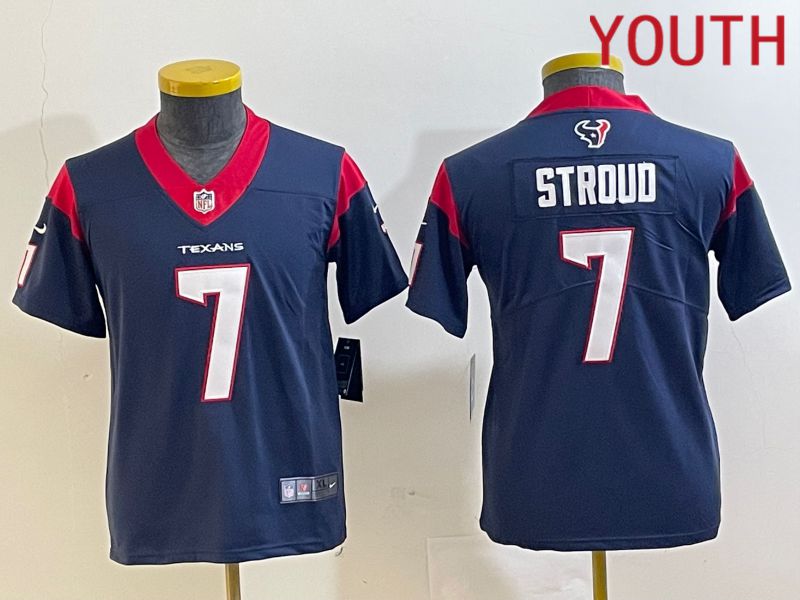 Youth Houston Texans #7 Stroud Blue 2023 Nike Vapor Limited NFL Jersey style 1->->Youth Jersey